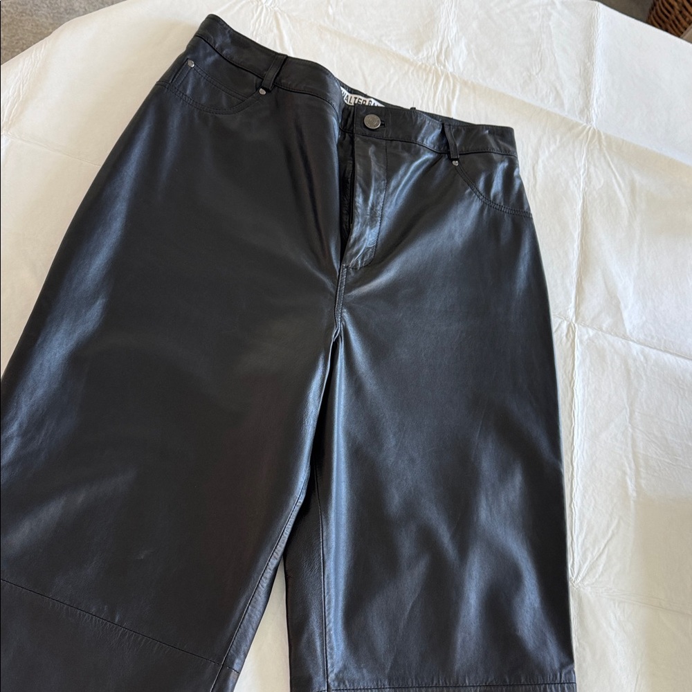 Walter Baker Black Leather-Style Trousers